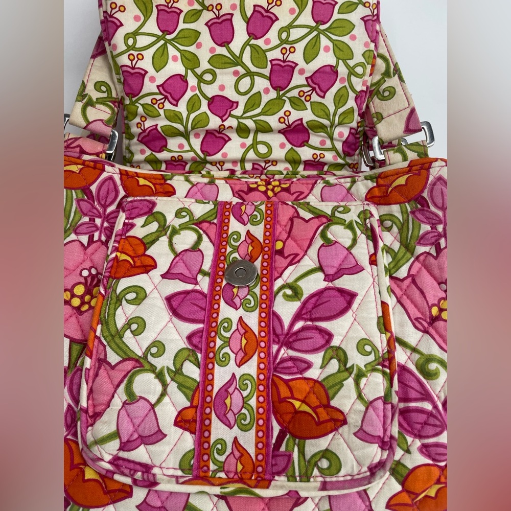 Vera Bradley Pink Floral “Lilli Belle” Y2K Double Handle Quilted Shoulder Bag - Picture 10 of 14
